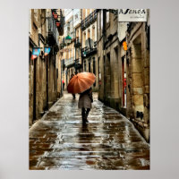 Regenschirm auf den Straßen von Santiago de Compos