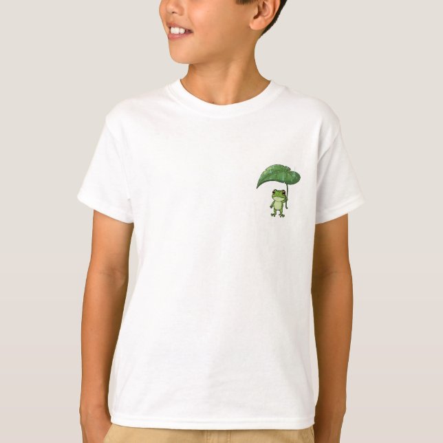 Regenschirm-Blatt-Frosch-Kinder T-Shirt (Vorderseite)