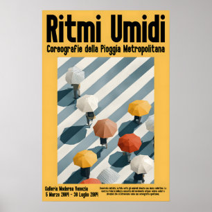 Regenschirm-Menschenmenge Poster Druck Moderne Gra