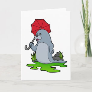 Regenschirm mit Regentropfen aus Robben Karte