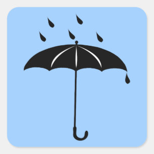 Regenschirm - Regen-Tropfen-Regnen Quadratischer Aufkleber