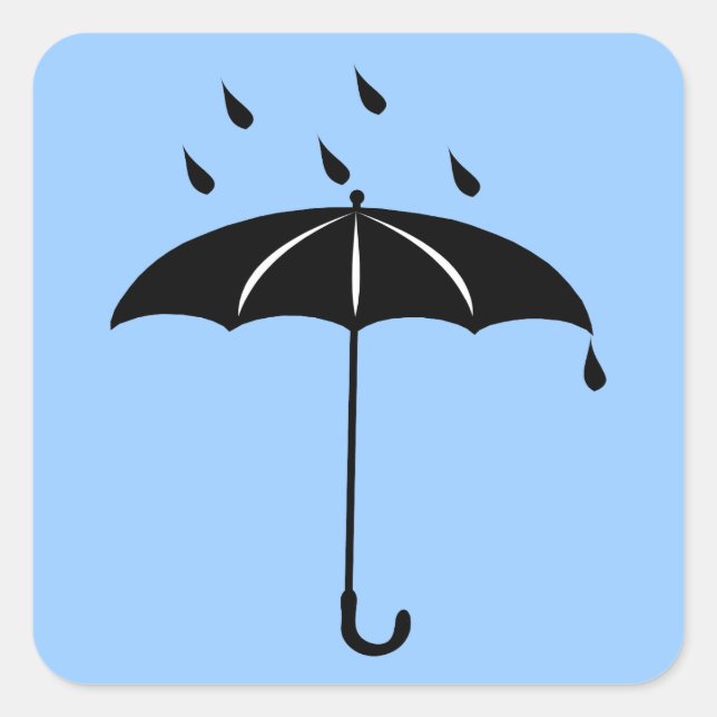 Regenschirm - Regenfälle Regen Quadratischer Aufkleber (Vorderseite)