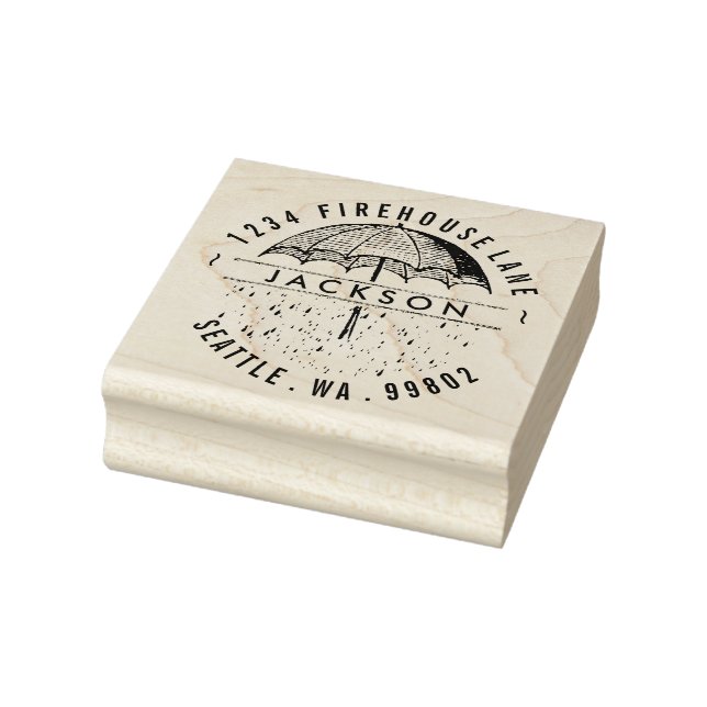 Regenschirm Vintage Rücksendeadresse Briefmarke Gummistempel (Stempel)