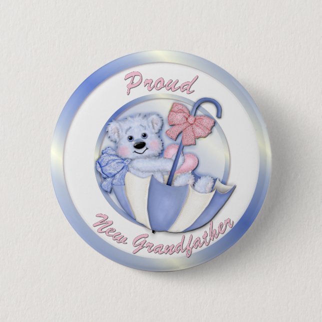 Regenschirmbär - New Opa - Junge Button (Vorderseite)