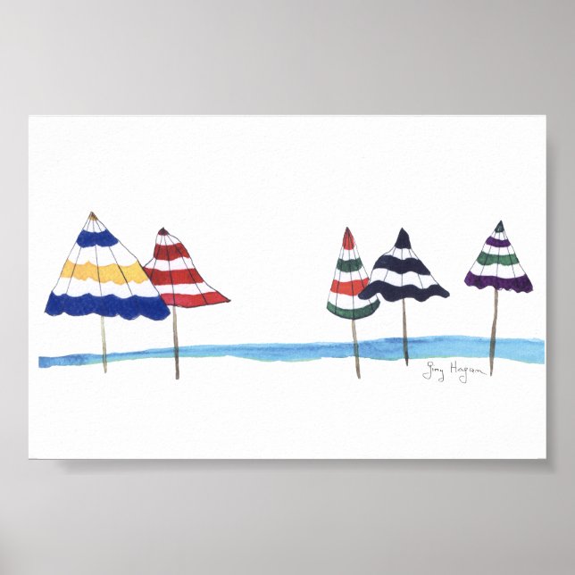 Regenschirme am Strand Posters & Prints Poster (Vorne)