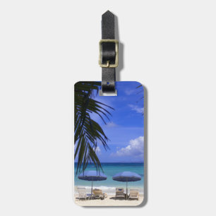 Regenschirme am Strand, St. Maarten, Karibik Gepäckanhänger