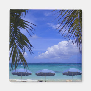 Regenschirme am Strand, St. Maarten, Karibik Magnet