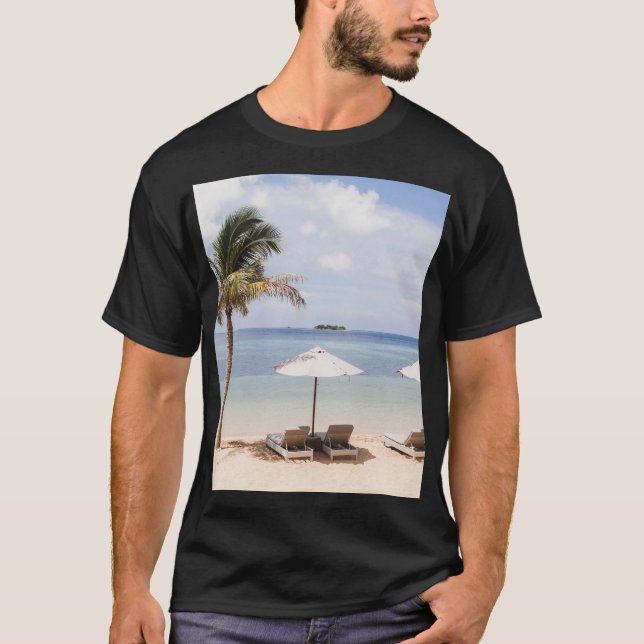 Regenschirme aus Tropenholz: weiß, Palm. T-Shirt (Vorderseite)
