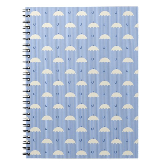 Regenschirme im Blau Notizblock (Vorderseite)