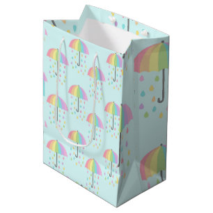 Regenschirme mit Herzen Wassertröpfchen Mittlere Geschenktüte