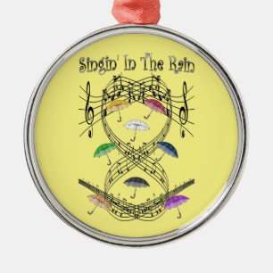 Regenschirme ~ Singin' im Regen ~ musikalische Silbernes Ornament