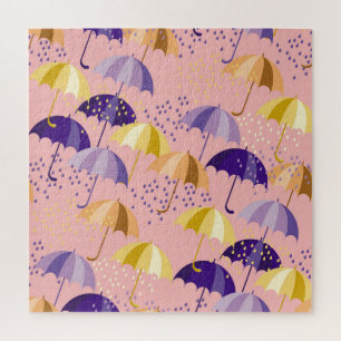 Regenschirme, Tropfen, farbenfrohes nahtloses Moti Puzzle