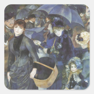 Regenschirme von Pierre Renoir, Vintage Impression Quadratischer Aufkleber