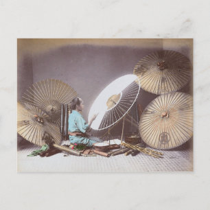 Regenschirmmacher, Japan Vintage Postkarte