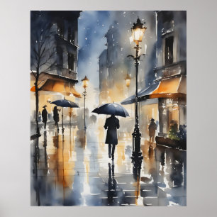 Regenstadt-Aquarellkunst Poster