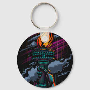 Regenstatue der Freiheitsstatue Fackel Kunst Lila  Schlüsselanhänger