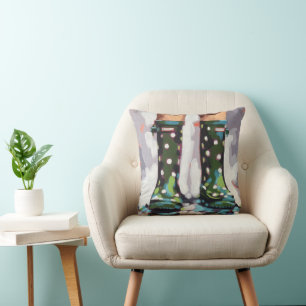 Regenstiefel-Malerei - Kinderzimmerschmuck Kissen