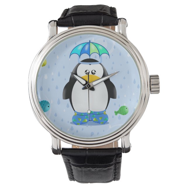 Regenstiefel Pinguin Armbanduhr (Vorderseite)