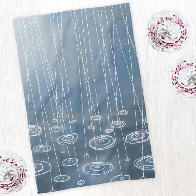 Regensturm Geschirrtuch (Rain storm blue kitchen towel)