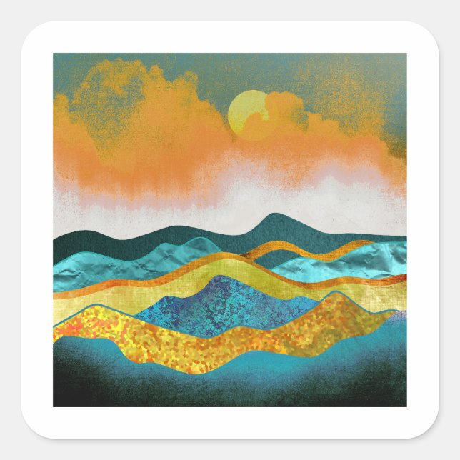 Regensturm Quadratischer Aufkleber (Vorderseite)