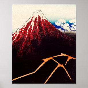 Regensturm unter dem Gipfel von Katsushika Hokusai Poster