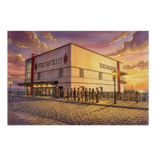 Regent Kino bei Sonnenuntergang, Redcar Poster