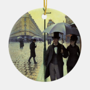 Regentag auf der Straße von Paris von Gustave Cail Keramik Ornament