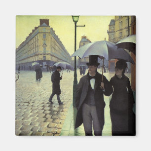 Regentag auf der Straße von Paris von Gustave Cail Magnet