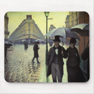 Regentag auf der Straße von Paris von Gustave Cail Mousepad