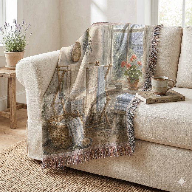 Regentag-Cottage-Wäscheraum Decke (Rainy Day Cottage Laundry Room Throw Blanket)
