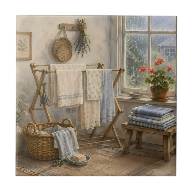 Regentag-Cottage-Wäscheraum Fliese (Vorderseite)