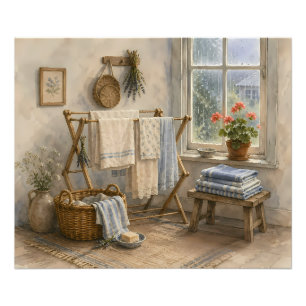 Regentag-Cottage-Wäscheraum Fotodruck