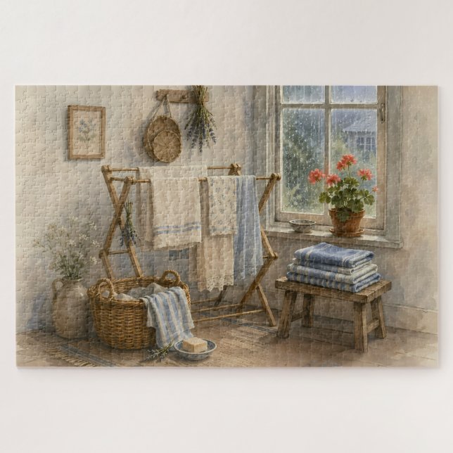 Regentag-Cottage-Wäscheraum Puzzle (Horizontal)