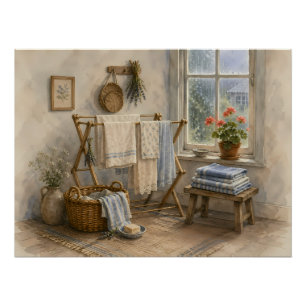 Regentag-Cottage-Wäscherei Poster