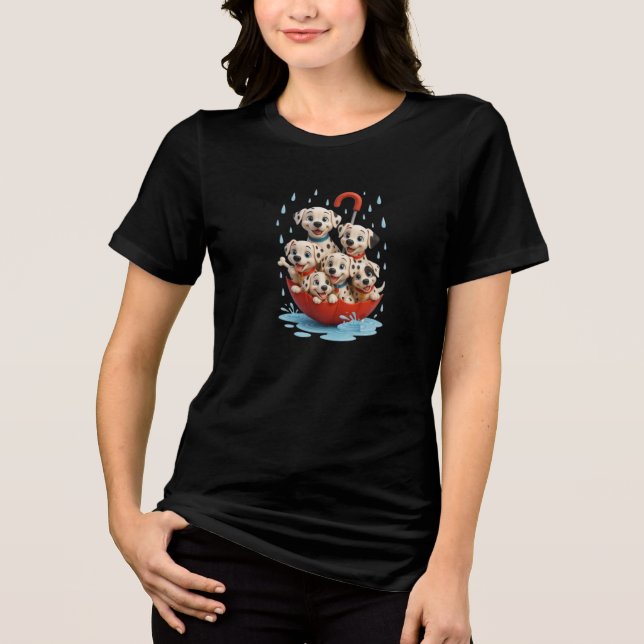 Regentag-Dalmatiner-Boot Tri-Blend Shirt (Vorderseite)