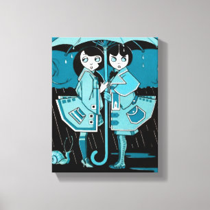 Regentag in Blau Leinwanddruck