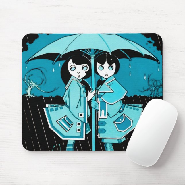 Regentag in Blau Mousepad (Mit Mouse)