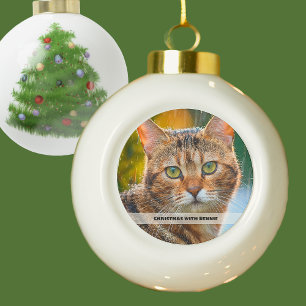 Regentag-Katzenfoto Keramik Kugel-Ornament