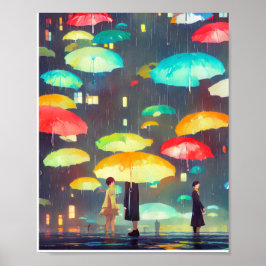 Regentag und Regenschirmposter Poster