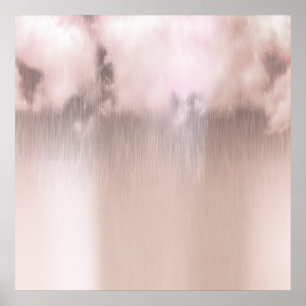 Regentag Wolken Rosa Rose Gold White Poster