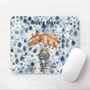 Regentage Blaue Maus Blatt Regenschirm Mousepad