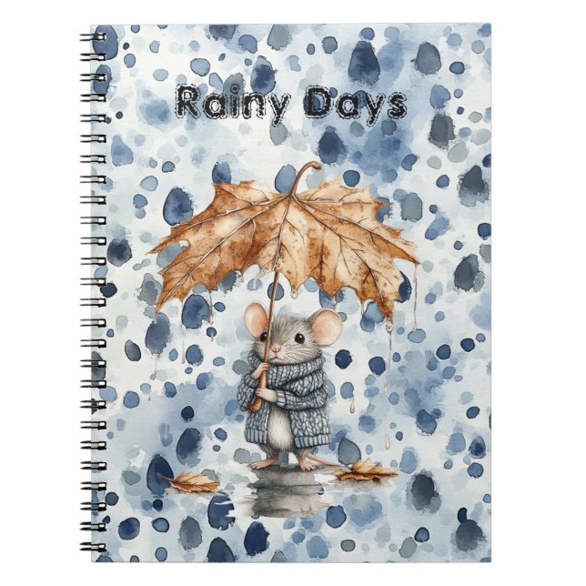 Regentage Blaue Maus Blatt Regenschirm Notizblock (Vorderseite)
