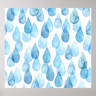 Regentage: Vintages Aquarellmuster Poster