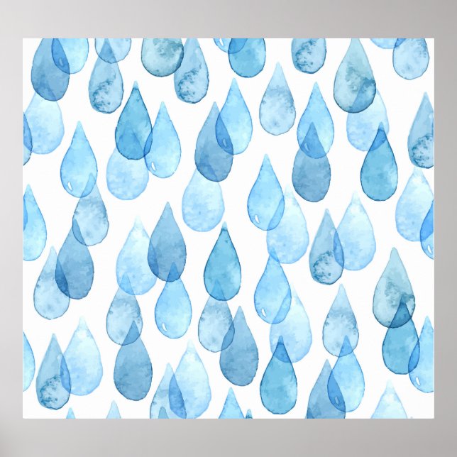 Regentage: Vintages Aquarellmuster Poster (Vorne)