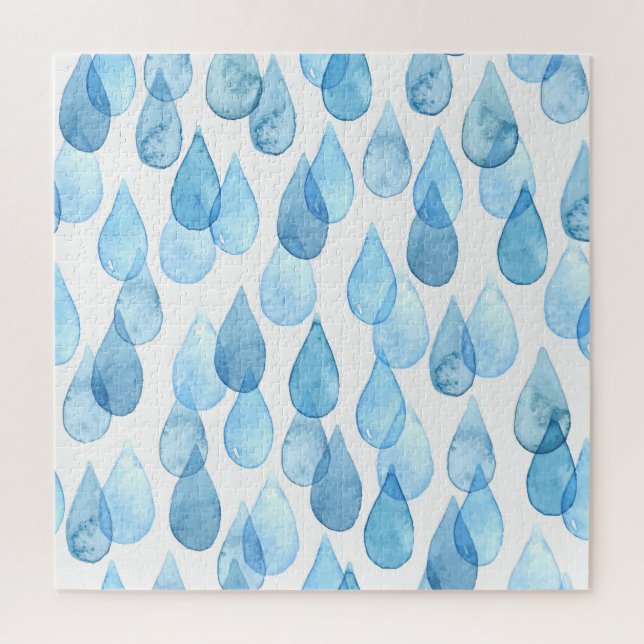 Regentage: Vintages Aquarellmuster Puzzle (Vertikal)