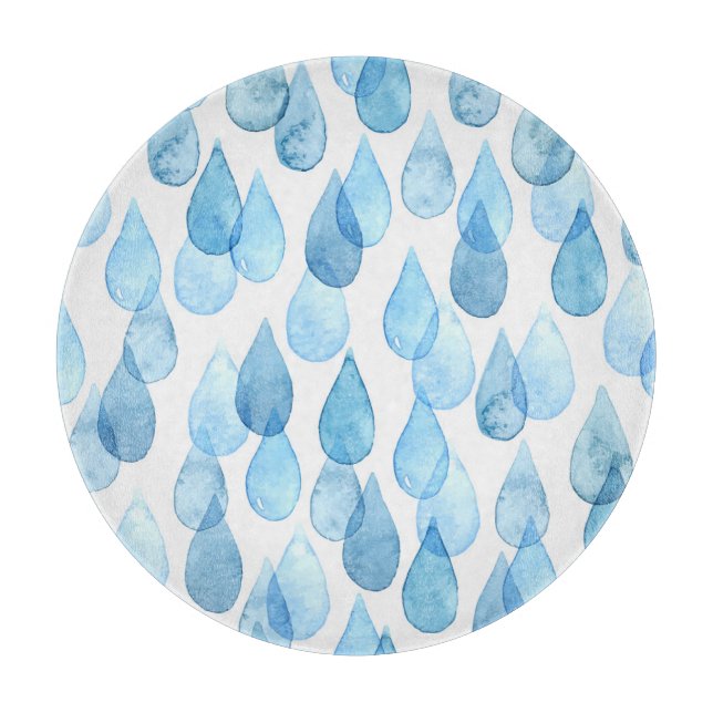 Regentage: Vintages Aquarellmuster Schneidebrett (Vorderseite)