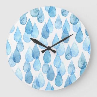 Regentage: Wasserfarben-Muster Vintage Große Wanduhr