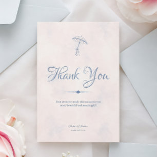 Regentagsromanze Schirm Blau Aquarell Hochzeit Dankeskarte