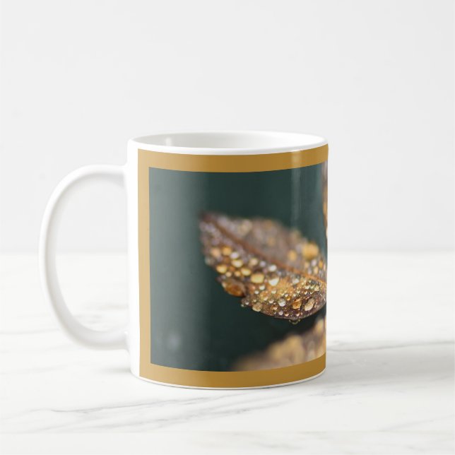 Regentropfen auf Blatt-Tasse Kaffeetasse (Links)