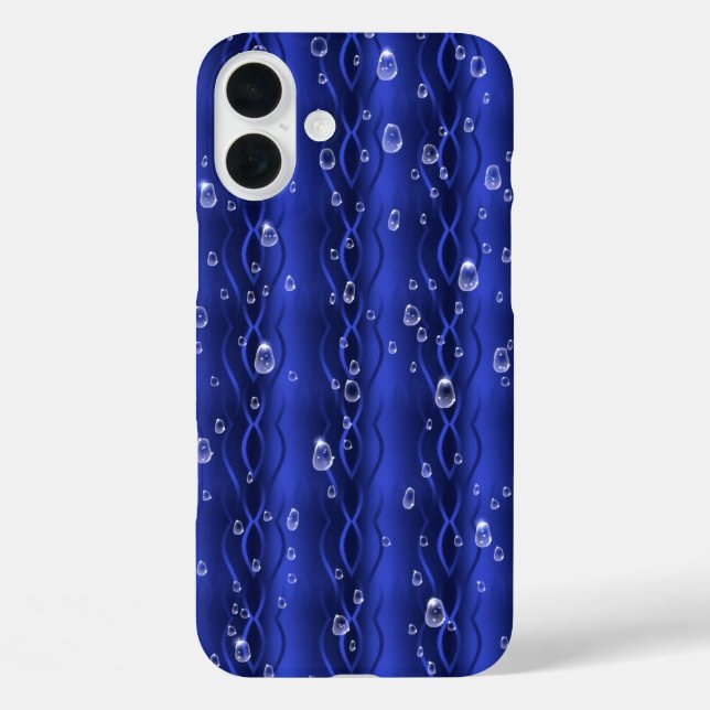Regentropfen auf blauem Metall Case-Mate iPhone Hülle (Rückseite)